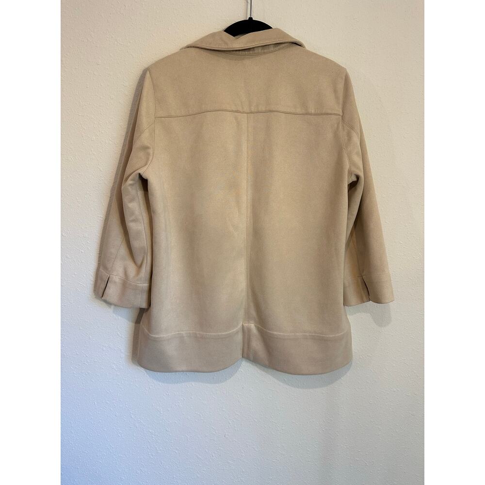 Tuckernuck Bone Ivory Faux Suede Margot Collared 3/4 Sleeve Top Size Large - Picture 6 of 8